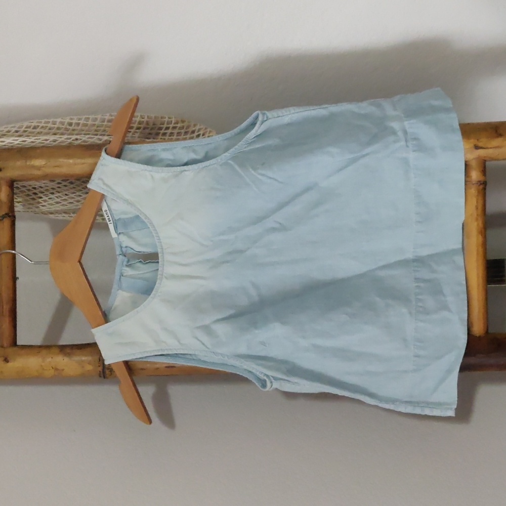 J Brand Light Ombre Denim Crew Neck Sleeveless Blouse